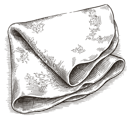 An engraving of a crêpe